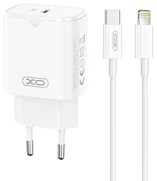 Сетевое зарядное устройство XO L131 30w PD USB-C ports charger + Lightning to USB-C cable white - фото Сетевое зарядное устройство XO L131 30w PD USB-C ports charger + Lightning to USB-C cable white