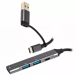USB Type-C + USB-A хаб Maxxter 4-in-1 silver (HU3C-4P1CN-01) - фото USB Type-C + USB-A хаб Maxxter 4-in-1 silver (HU3C-4P1CN-01)