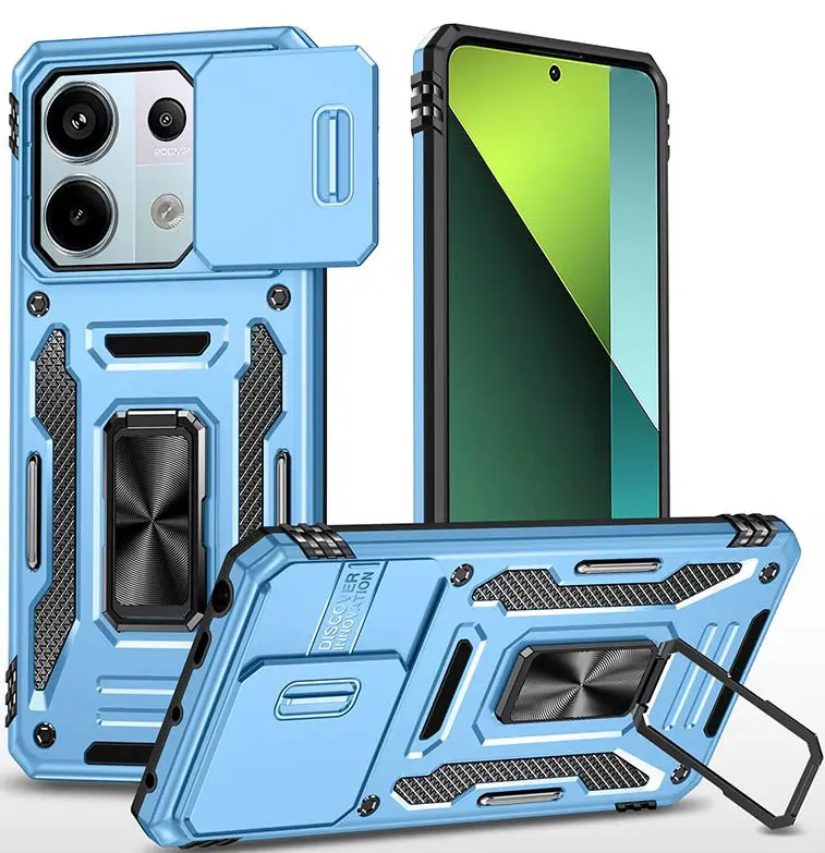Чехол Epik Camshield Army Ring для Xiaomi Poco X6, Note 13 Pro 5G  Light Blue - фото 1