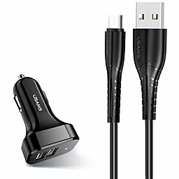 Автомобильное зарядное устройство Usams C13 2.1a 2xUSB-A ports car charger + U35 micro USB cable black (NTU35MC13TZ) - фото Автомобильное зарядное устройство Usams C13 2.1a 2xUSB-A ports car charger + U35 micro USB cable black (NTU35MC13TZ)