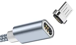USB Кабель Hoco U40A Magnetic Adsorption micro USB Cable Gray - мініатюра 3