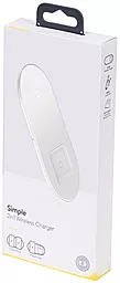 Беспроводное (индукционное) зарядное устройство быстрой QI зарядки Baseus Simple 2in1 Wireless Charger 18W Max For iPhone + AirPods White (WXJK-02) - миниатюра 8