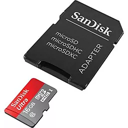 Карта памяти SanDisk microSDHC 16GB Ultra Class 10 UHS-I + SD-адаптер (SDSQUNC-016G-GN6IA)