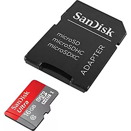 Карта пам'яті SanDisk microSDHC 16GB Ultra Class 10 UHS-I + SD-адаптер (SDSQUNC-016G-GN6IA) - фото Карта пам'яті SanDisk microSDHC 16GB Ultra Class 10 UHS-I + SD-адаптер (SDSQUNC-016G-GN6IA)