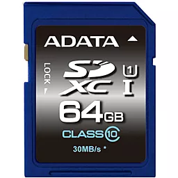 Карта памяти ADATA SDXC 64GB Premier Class 10 UHS-I U1 (ASDX64GUICL10-R)