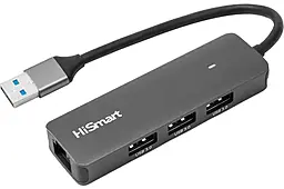 USB хаб HiSmart 4-in-1 USB3.0 grey (CA915118) - фото USB хаб HiSmart 4-in-1 USB3.0 grey (CA915118)