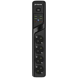 Сетевой фильтр (удлинитель) Proove Power Strip P-04 2500w 3м 4 розетки 4xUSB-A/2xUSB-C с выключателем чёрный - фото Сетевой фильтр (удлинитель) Proove Power Strip P-04 2500w 3м 4 розетки 4xUSB-A/2xUSB-C с выключателем чёрный