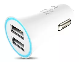 Автомобильное зарядное устройство Hoco UC204 2.4a 2xUSB-A ports car charger white