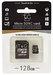 Карта памяти T&G microSDXC 128GB Class 10 UHS-I U3 + SD-адаптер (TG-128GBSD10U3-01)