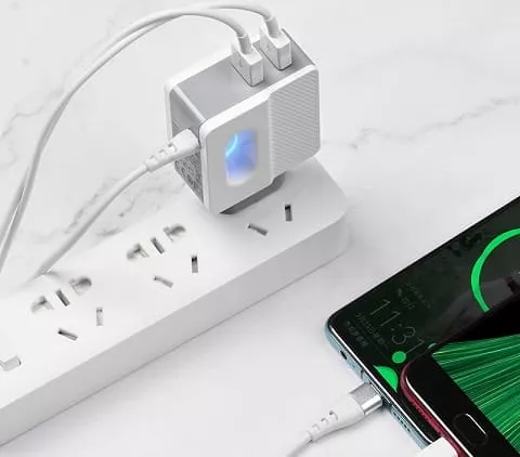 Мережевий зарядний пристрій Hoco C75 2.4a 2xUSB-A ports charger + micro USB cable white - фото 6