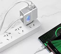 Мережевий зарядний пристрій Hoco C75 2.4a 2xUSB-A ports charger + micro USB cable white - мініатюра 6 Мережевий зарядний пристрій Hoco C75 2.4a 2xUSB-A ports charger + micro USB cable white - мініатюра 6
