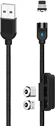 Кабель USB XO NB128 Magnetic 2.4A 3-in-1 USB to Type-C/Lightning/micro USB Cable black