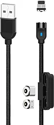 Магнітний кабель для зарядки XO NB128 Magnetic 3-in-1 USB-A to Type-C/Lightning/micro USB 12w 2.4a 1м сable black - фото Магнітний кабель для зарядки XO NB128 Magnetic 3-in-1 USB-A to Type-C/Lightning/micro USB 12w 2.4a 1м сable black