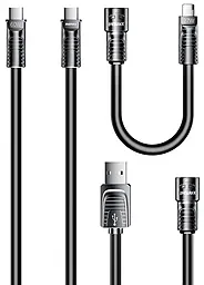 Універсальний кабель Remax RC-C168 4-in-1 USB-A/Type-C to Type-C/Lightning 60w 3a 1.5м PD cable Black