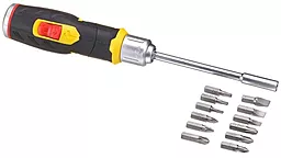 Отвёртка с набором бит Stanley с храповым механизмом +12 бит - фото Отвёртка с набором бит Stanley с храповым механизмом +12 бит
