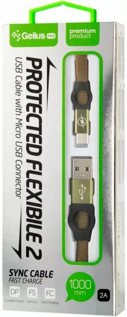 Кабель Gelius Pro Flexible 2 GP-UC07c USB-A - Type-C 10w 1м cable Pine/Green - фото 2