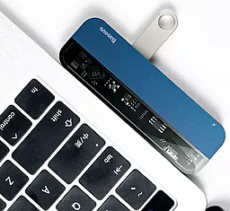 Мультипортовый USB-A хаб Baseus Transparent Series USB-C Multifunctional Adapter Blue (CAHUB-TD03) - миниатюра 4