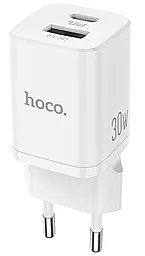 Сетевое зарядное устройство с быстрой зарядкой Hoco N13 30w PD USB-C/USB-A ports charger white - фото Сетевое зарядное устройство с быстрой зарядкой Hoco N13 30w PD USB-C/USB-A ports charger white