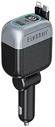 Автомобильное зарядное устройство Earldom ES-CC56 65w PD USB-C/USB-A ports car charger + USB-C to Lighting cable Black - фото Автомобильное зарядное устройство Earldom ES-CC56 65w PD USB-C/USB-A ports car charger + USB-C to Lighting cable Black