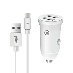 Автомобильное зарядное устройство Piko CC-312 2xUSB-A 3.1A + Type-C Cable White - фото Автомобильное зарядное устройство Piko CC-312 2xUSB-A 3.1A + Type-C Cable White