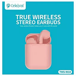 Навушники Celebrat TWS-W10 Pink - мініатюра 3
