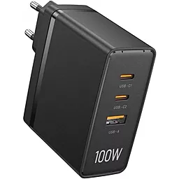 Мережевий зарядний пристрій Vention Vention Ultra GaN 100w 2хUSB-C/USB-A ports black (FEGB0-EU)