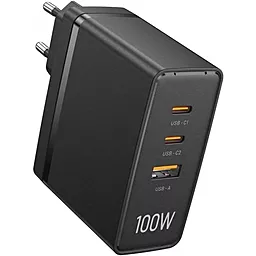 Сетевое зарядное устройство Vention 100w GaN PD 2xUSB-C/USB-A ports fast charger black (FEGB0-EU)