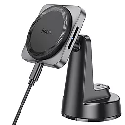 Тримач з бездротовою зарядкою, магнітний Hoco HW16 Speed magnetic wireless fast charging (center console) Metal Gray - фото Тримач з бездротовою зарядкою, магнітний Hoco HW16 Speed magnetic wireless fast charging (center console) Metal Gray