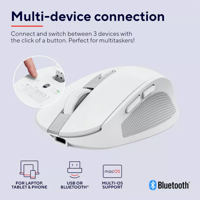 Компьютерная мышка Trust Ozaa Compact Multi-Device Wireless White (24933) - фото 7