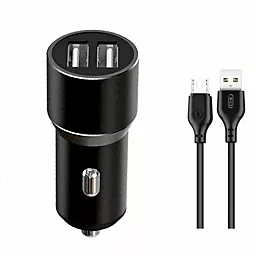 Автомобильное зарядное устройство XO TZ09 2.4a 2xUSB-A ports car charger + micro USB cable black