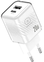 Сетевое зарядное устройство WUW C226 20w GaN PD USB-C/USB-A ports charger white - фото Сетевое зарядное устройство WUW C226 20w GaN PD USB-C/USB-A ports charger white