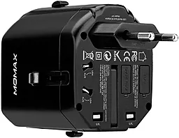 Мережевий зарядний пристрій Momax 1-World Travel Adapter AC port 2.5a 2xUSB-A (UK/EU/US/JP/CN/AU) black(UA1D)