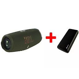 Колонки акустичні JBL Charge 5 + Griffin 20000 mAh Green (JBLCHARGE5GRNPB) - фото Колонки акустичні JBL Charge 5 + Griffin 20000 mAh Green (JBLCHARGE5GRNPB)
