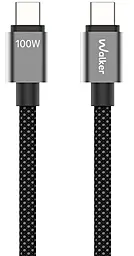 Кабель Walker C985 USB Type-C - Type-C 100w 5a 1.5м PD cable Black - фото Кабель Walker C985 USB Type-C - Type-C 100w 5a 1.5м PD cable Black