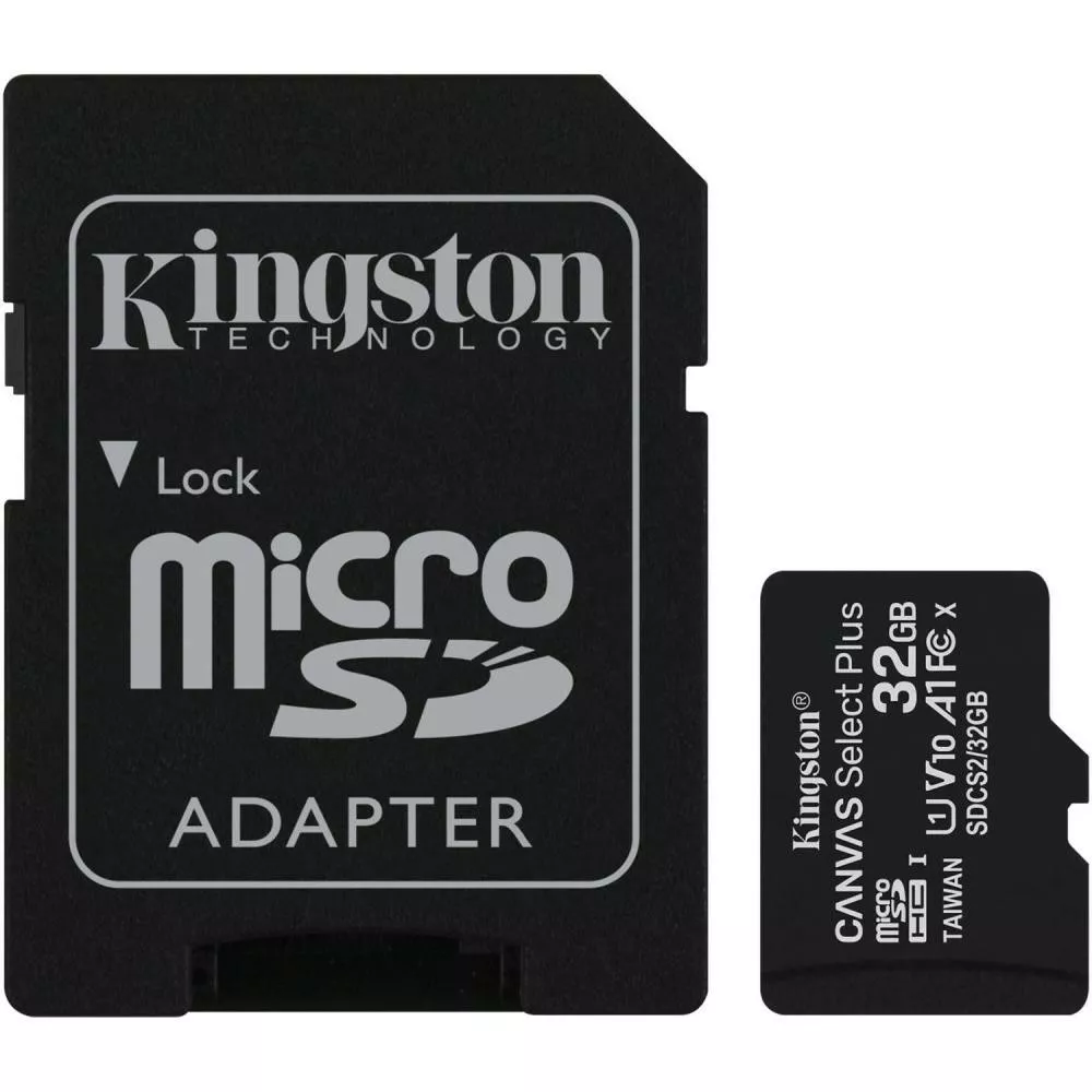 Карта памяти Kingston microSDHC 32GB Canvas Select Plus Class 10 UHS-I U1 V10 A1 + SD-адаптер (SDCS2/32GB) - фото 1