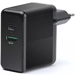 Мережевий зарядний пристрій REAL-EL CH-350 36w PD USB-C/USB-A ports charger black (EL123160017)