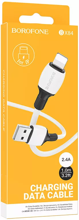 Кабель Borofone BX84 Rise USB-A - Lightning 12w 2.4a 1м cable White - фото 3
