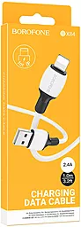 Кабель Borofone BX84 Rise USB-A - Lightning 12w 2.4a 1м cable White - миниатюра 3 Кабель Borofone BX84 Rise USB-A - Lightning 12w 2.4a 1м cable White - миниатюра 3