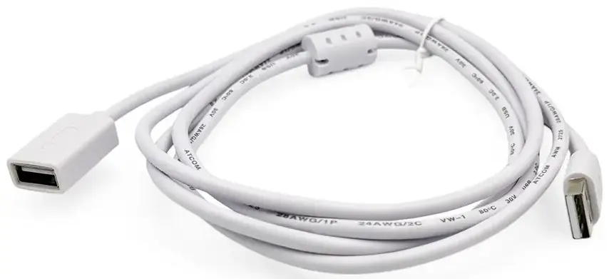 Шлейф (Кабель) Atcom USB2.0 AM/AF 3м White - фото 2