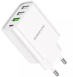 Мережевий зарядний пристрій Borofone BA79A 20w PD/QC 3xUSB-A/USB-C home charger white