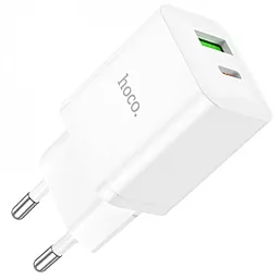 Сетевое зарядное устройство Hoco N28 20w PD USB-C/USB-A ports charger white