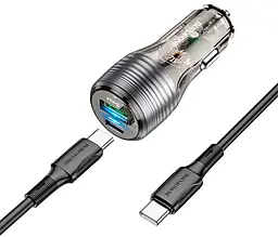 Автомобільний зарядний пристрій Borofone BZ30 Absolute 30w PD USB-C/USB-A ports charger + USB-C to USB-C cable black - фото Автомобільний зарядний пристрій Borofone BZ30 Absolute 30w PD USB-C/USB-A ports charger + USB-C to USB-C cable black