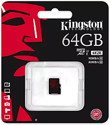 Карта пам'яті Kingston microSDXC 64GB Class 10 UHS-I U3 (SDCA3/64GBSP) - мініатюра 3