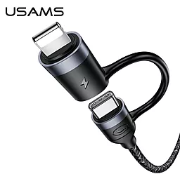 Кабель Usams U31 3A USB Type-C - Type-C/Lightning Cable Black (US-SJ403) - фото Кабель Usams U31 3A USB Type-C - Type-C/Lightning Cable Black (US-SJ403)