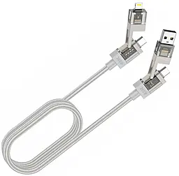 Универсальный USB PD кабель Amaya ACD-390 4-in-1 USB-A/Type-C to Type-C/Lightning 240w 5a 1м PD cable Biege