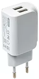 Сетевое зарядное устройство с быстрой зарядкой XO L35D 2.1a 2xUSB-A ports charger white