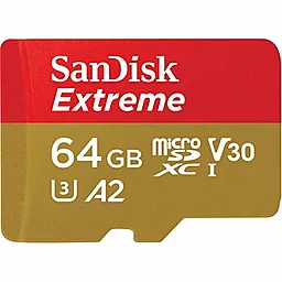 Карта памяти SanDisk microSDXC 64GB Extreme Class 10 UHS-I U3 V30 A2 + SD-адаптер (SDSQXA2-064G-GN6MA) - миниатюра 5