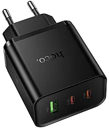 Сетевое зарядное устройство Hoco N75 65w GaN PD 2USB-C/USB-A ports charger black - фото Сетевое зарядное устройство Hoco N75 65w GaN PD 2USB-C/USB-A ports charger black