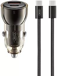 Автомобільний зарядний пристрій XO CC60 60w PD/QC USB-C/USB-A ports fast charger + USB-C to USB-C cable black - фото Автомобільний зарядний пристрій XO CC60 60w PD/QC USB-C/USB-A ports fast charger + USB-C to USB-C cable black