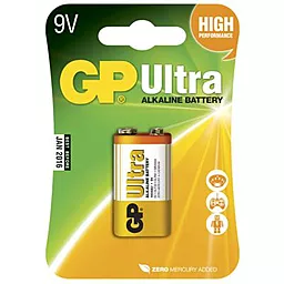 Батарейки GP Ultra Alcaline 6LF22 9V (крона) 1шт (1604AU-5UE1) 9 V - фото Батарейки GP Ultra Alcaline 6LF22 9V (крона) 1шт (1604AU-5UE1) 9 V